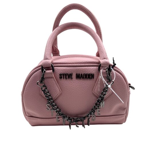 Steve Madden Mini Pink Satchel With Chain Accents Removable Strap Stylish - Picture 4 of 10